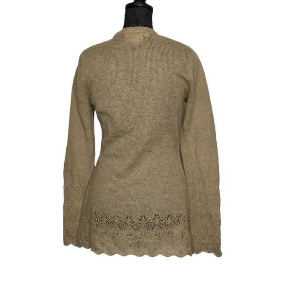 Anthropologie Rosie Neira Mohair Blend Crochet Pointelle Cardigan Sweater Size S - Picture 10 of 11